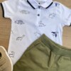 fernandaramoskids com br Conjunto Infantil Masculino Camiseta Polo Branca e Bermuda Verde 1