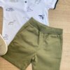 fernandaramoskids com br Conjunto Infantil Masculino Camiseta Polo Branca e Bermuda Verde 2