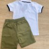 fernandaramoskids com br Conjunto Infantil Masculino Camiseta Polo Branca e Bermuda Verde 3