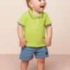 Conjunto Infantil Masculino Camiseta Polo Verde Bermuda Azul Fernanda Ramos Kids