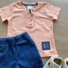 fernandaramoskids com br Conjunto Infantil Masculino Camiseta Salmão e Bermuda Jeans 1