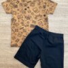 fernandaramoskids com br Conjunto Infantil Masculino Camiseta Start Marrom e Bermuda Preta 2