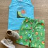 Conjunto Infantil Masculino Regata Tomate Radical e Bermuda Verde Fernanda Ramos Kids
