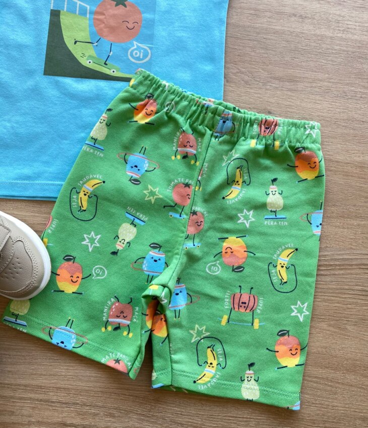 fernandaramoskids com br Conjunto Infantil Masculino Regata Tomate Radical e Bermuda Verde 2