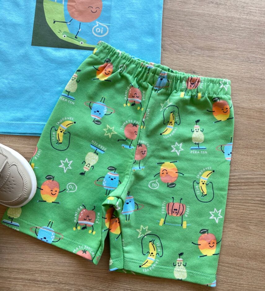 fernandaramoskids com br Conjunto Infantil Masculino Regata Tomate Radical e Bermuda Verde 2