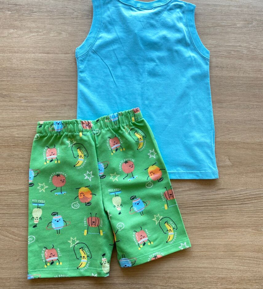 fernandaramoskids com br Conjunto Infantil Masculino Regata Tomate Radical e Bermuda Verde 3