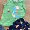 fernandaramoskids com br Conjunto Infantil Masculino Regata Verde Estampada e Bermuda Azul 1
