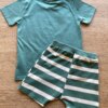 fernandaramoskids com br Conjunto Infantil Masculino Verde Camiseta Happiness e Bermuda Listrada 2