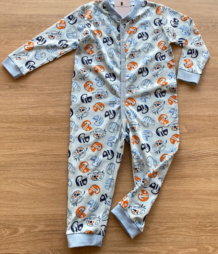 Macacão Pijama Infantil Feminino Azul Estampado Fernanda Ramos Kids