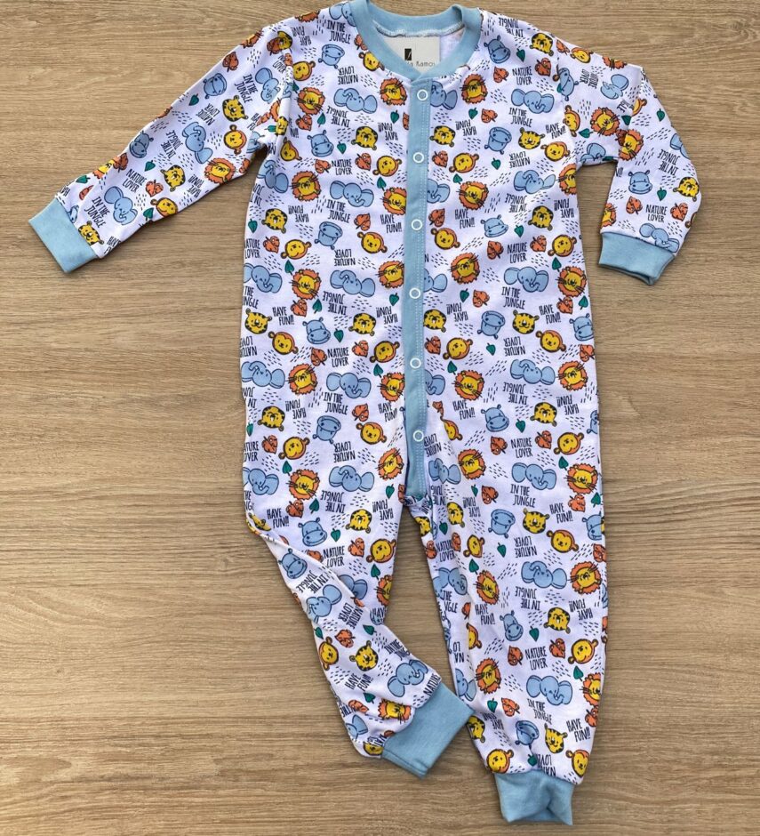Macacão Pijama Infantil Feminino Estampa Bichinhos Branco Fernanda Ramos Kids