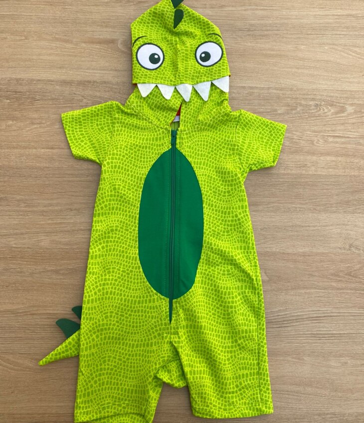 Macacão Pijama Infantil Masculino Kigurumi Dinossauro Verde Fernanda Ramos Kids