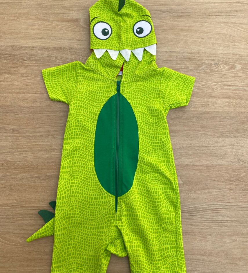 Macacão Pijama Infantil Masculino Kigurumi Dinossauro Verde Fernanda Ramos Kids