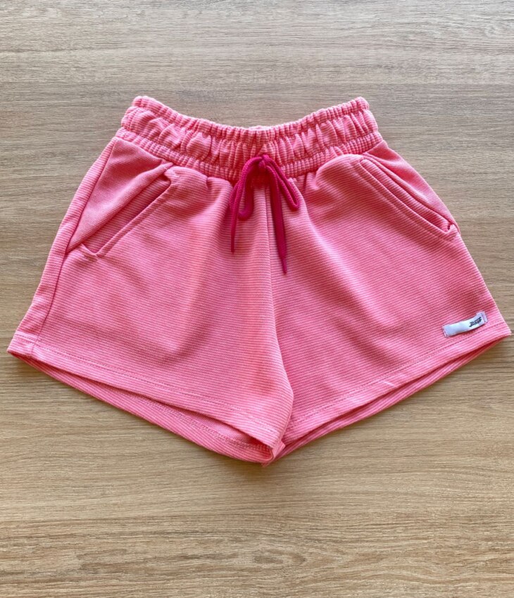 Short Infantil Feminino Juvenil com Bolsos Rosa Fernanda Ramos Kids