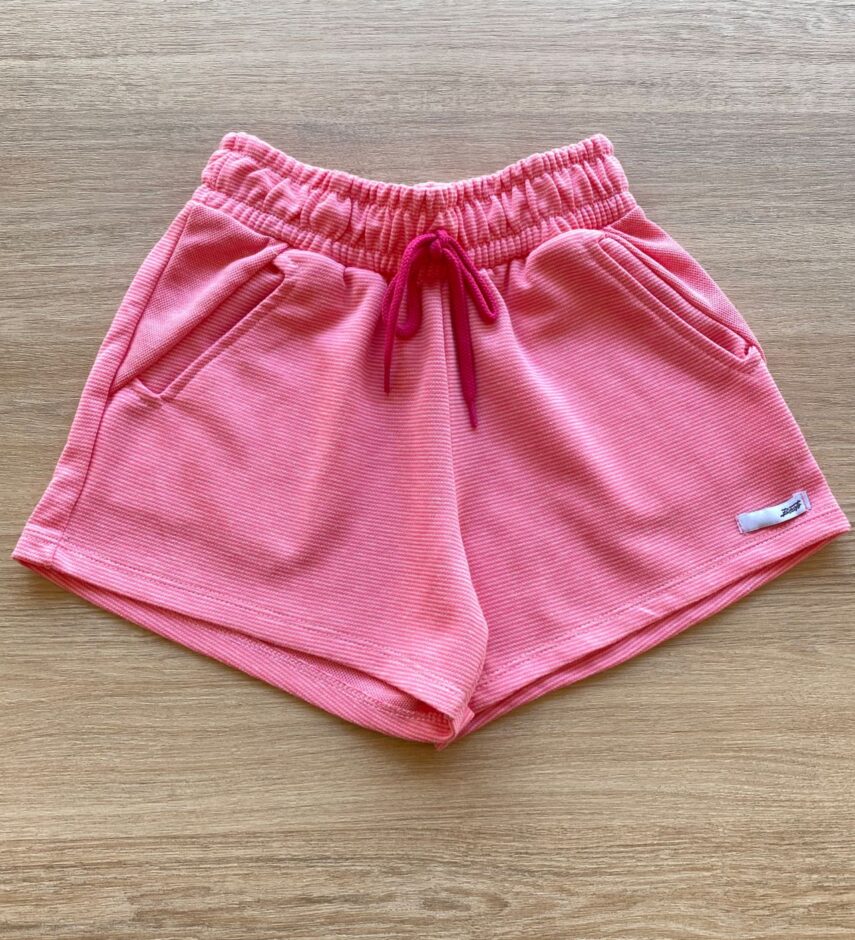 Short Infantil Feminino Juvenil com Bolsos Rosa Fernanda Ramos Kids