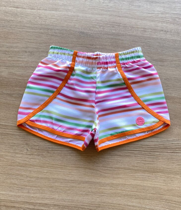 Short Infantil Feminino Listrado Colorido Fernanda Ramos Kids