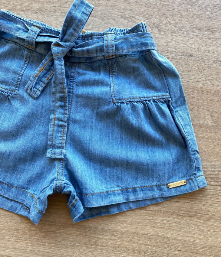 fernandaramoskids com br Short Infantil Feminino Sarja com Amarração 1