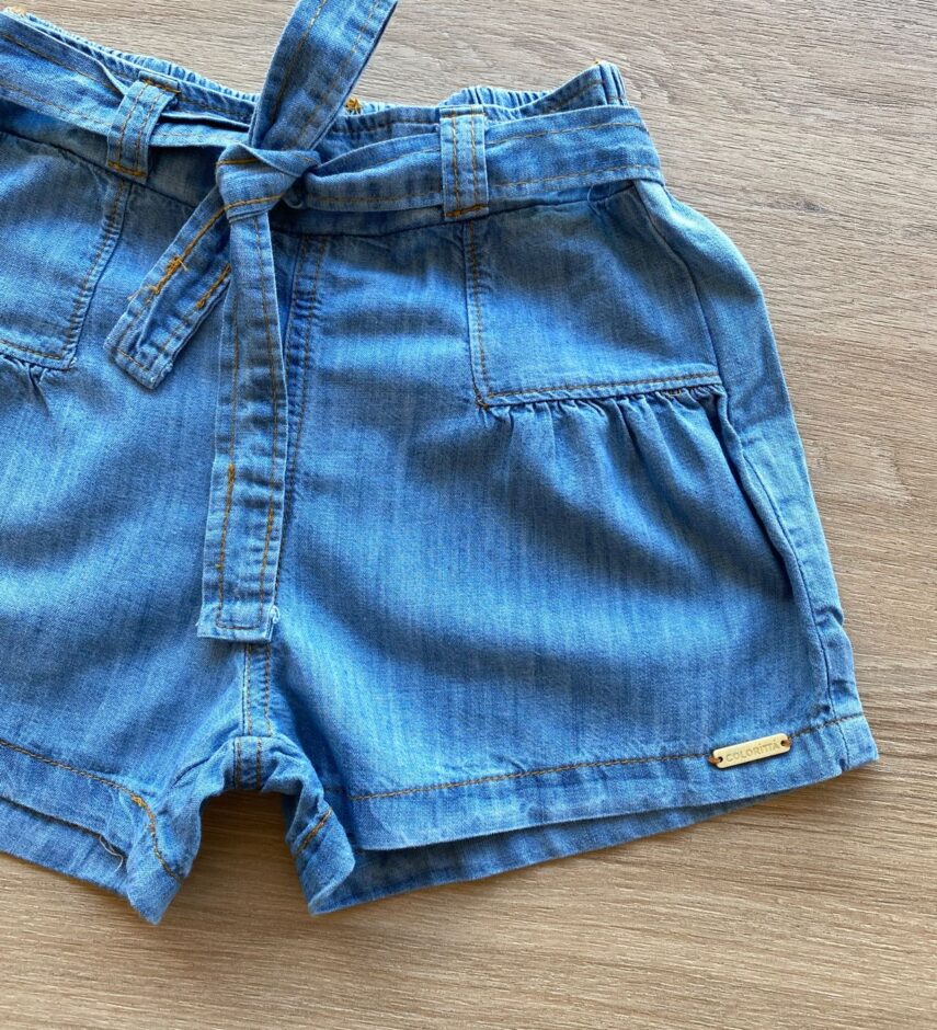fernandaramoskids com br Short Infantil Feminino Sarja com Amarração 1