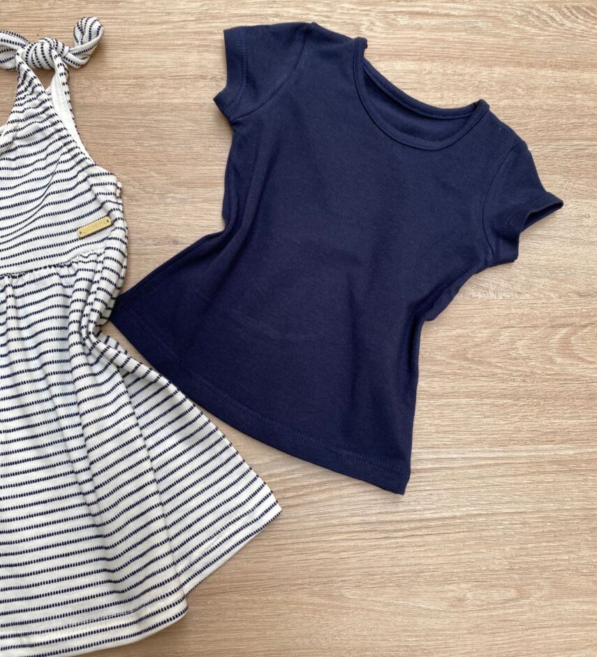 fernandaramoskids com br Vestido com Blusa Infantil Feminino Off White com Azul Marinho 3