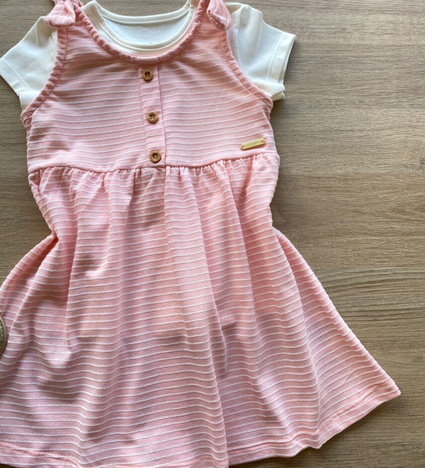 fernandaramoskids com br Vestido com Blusa Infantil Feminino Rosa Blusa Off White 1