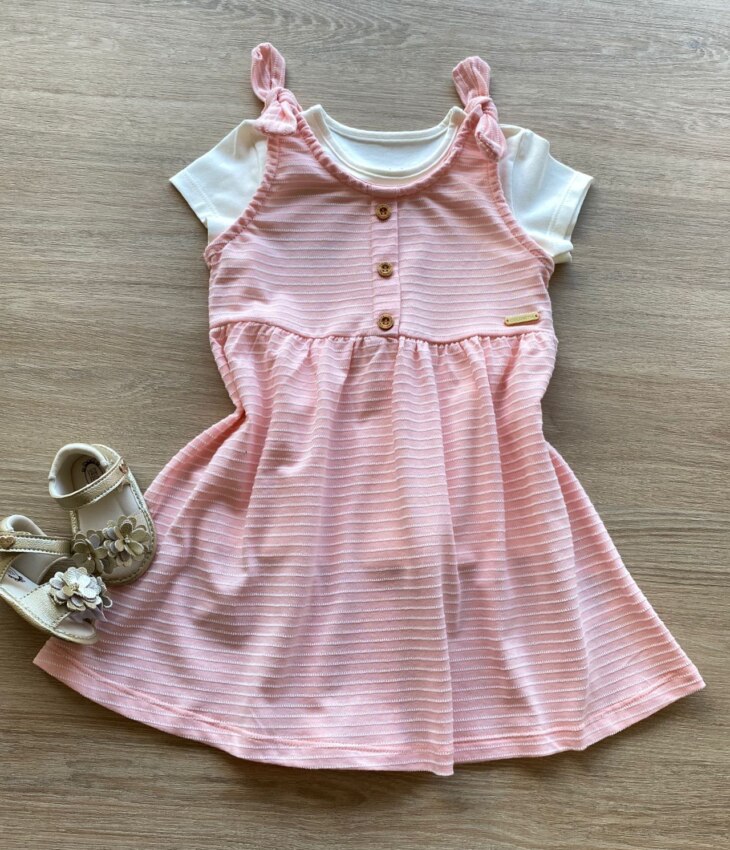 Vestido com Blusa Infantil Feminino Rosa Blusa Off White Fernanda Ramos Kids