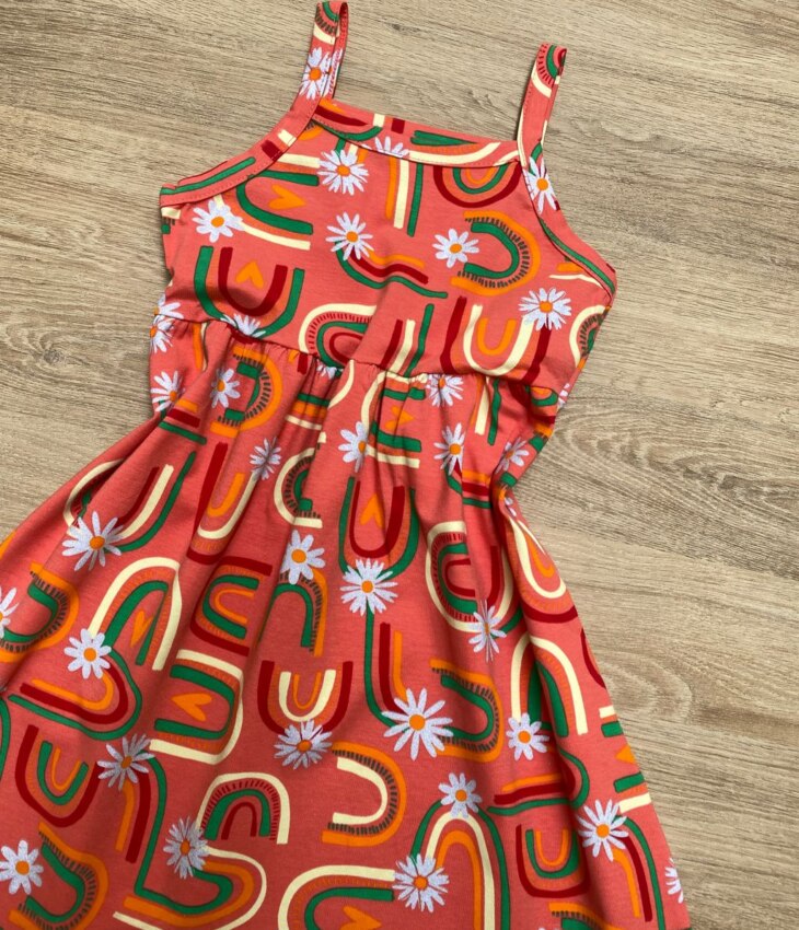 fernandaramoskids com br Vestido Infantil Feminino Alcinha Estampado Laranja 1