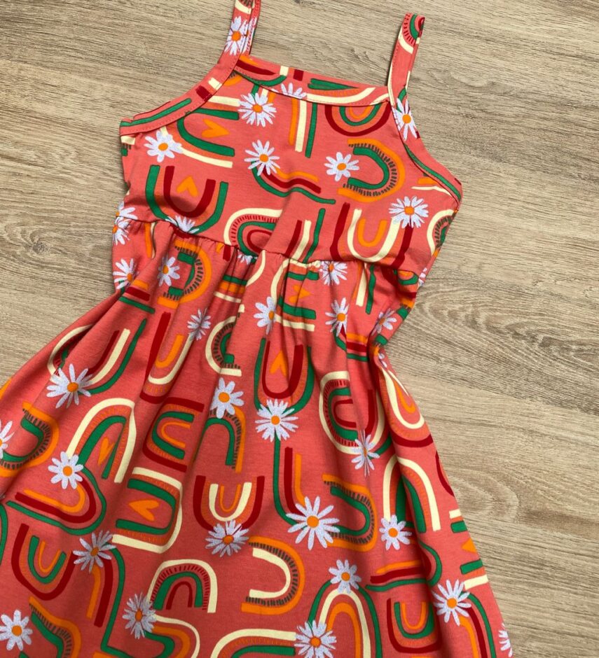 fernandaramoskids com br Vestido Infantil Feminino Alcinha Estampado Laranja 1