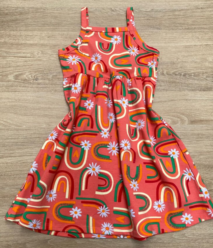 fernandaramoskids com br Vestido Infantil Feminino Alcinha Estampado Laranja 2