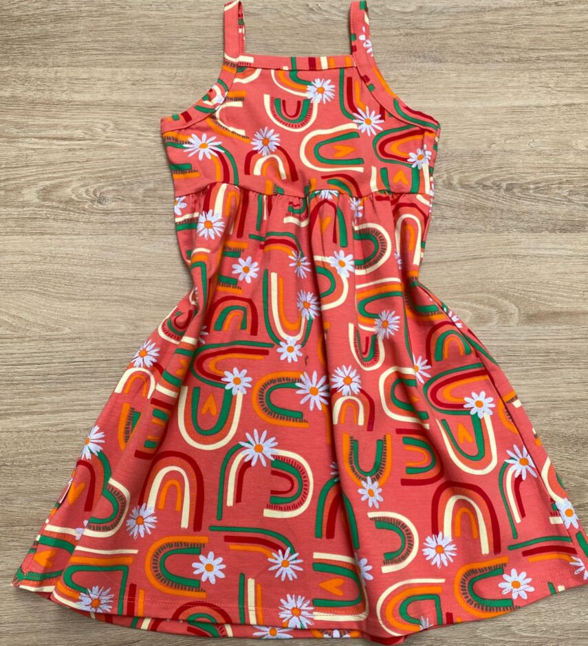 fernandaramoskids com br Vestido Infantil Feminino Alcinha Estampado Laranja 2
