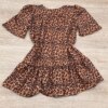 fernandaramoskids com br Vestido Infantil Feminino Animal Print Manga Curta Marrom Escuro 2