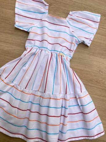 fernandaramoskids com br Vestido Infantil Feminino Bordado Colorido Branco 1