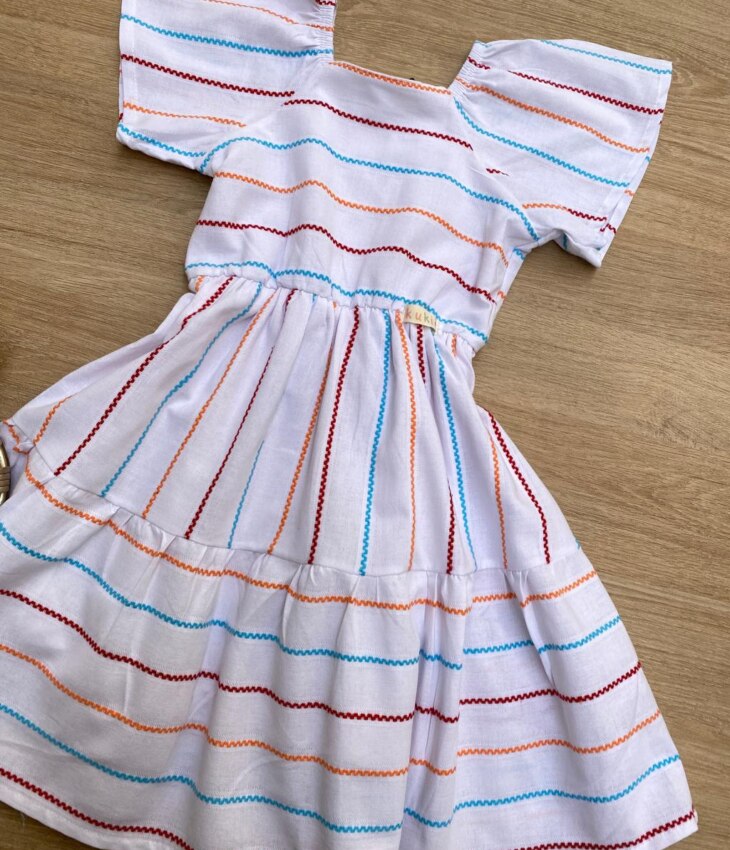 fernandaramoskids com br Vestido Infantil Feminino Bordado Colorido Branco 1