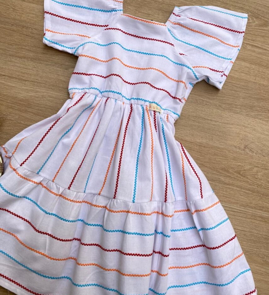 fernandaramoskids com br Vestido Infantil Feminino Bordado Colorido Branco 1