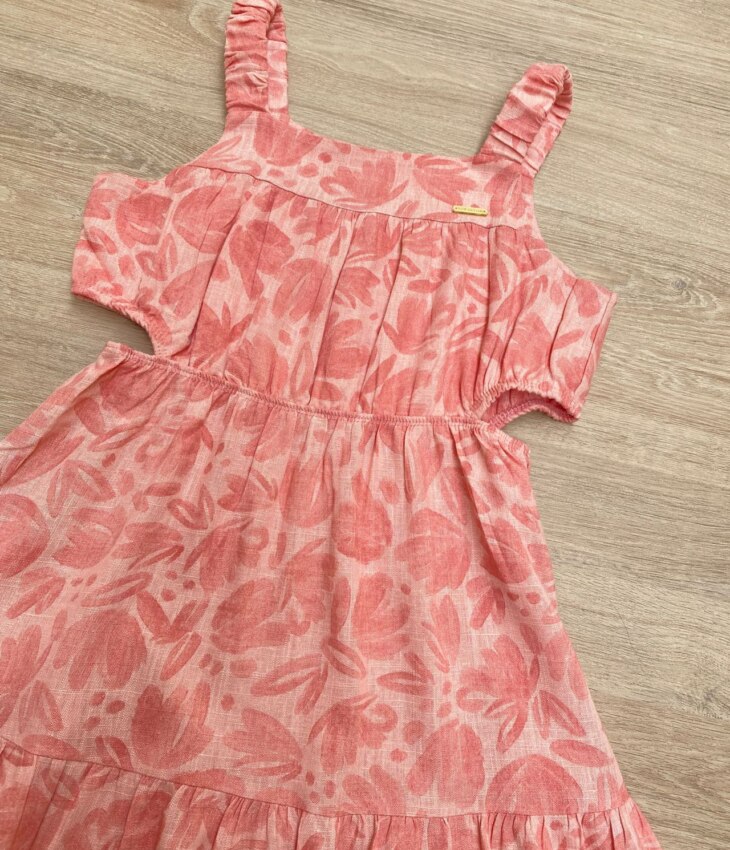 fernandaramoskids com br Vestido Infantil Feminino com Abertura Estampado Rose 1