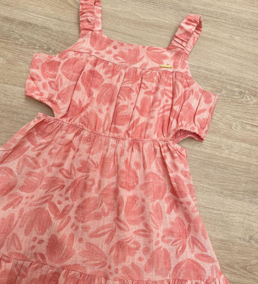 fernandaramoskids com br Vestido Infantil Feminino com Abertura Estampado Rose 1