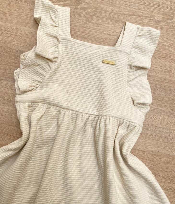 fernandaramoskids com br Vestido Infantil Feminino com Babado Bege 1