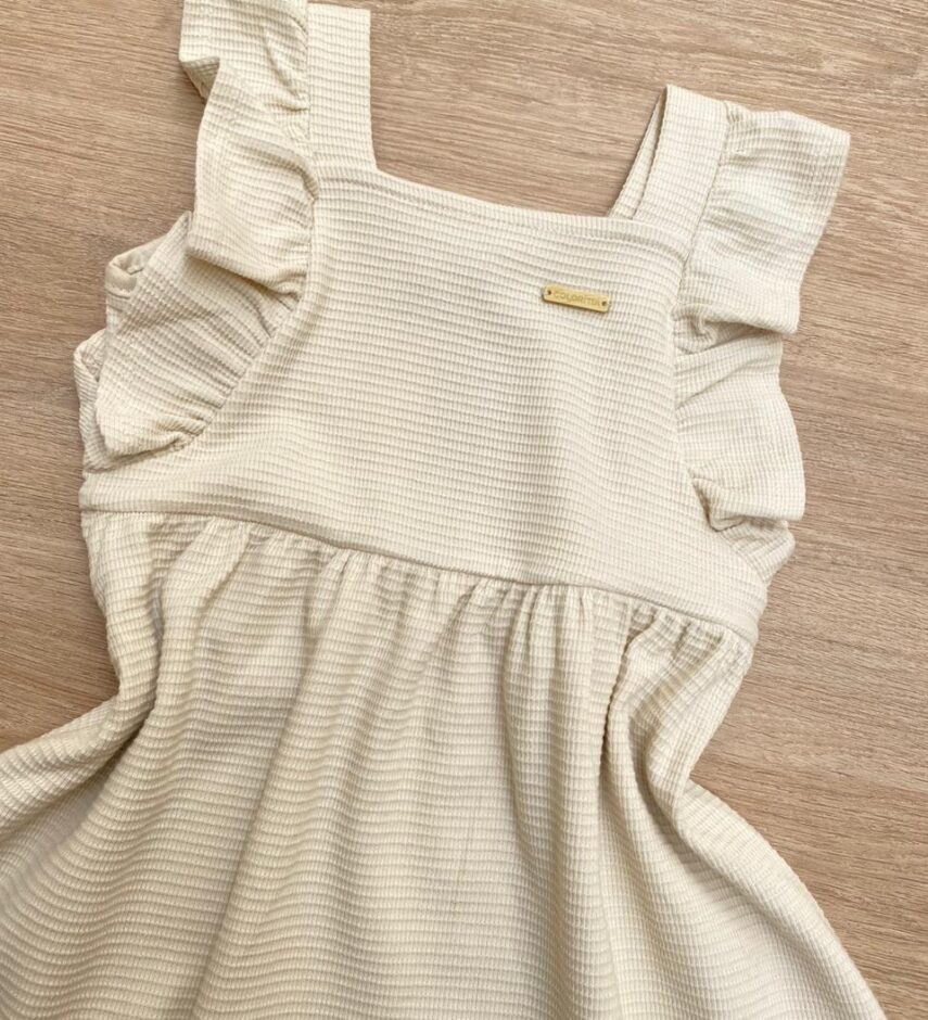 fernandaramoskids com br Vestido Infantil Feminino com Babado Bege 1