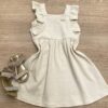 Vestido Infantil Feminino com Babado Bege Fernanda Ramos Kids