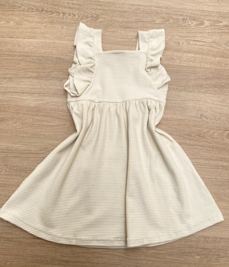 fernandaramoskids com br Vestido Infantil Feminino com Babado Bege 2