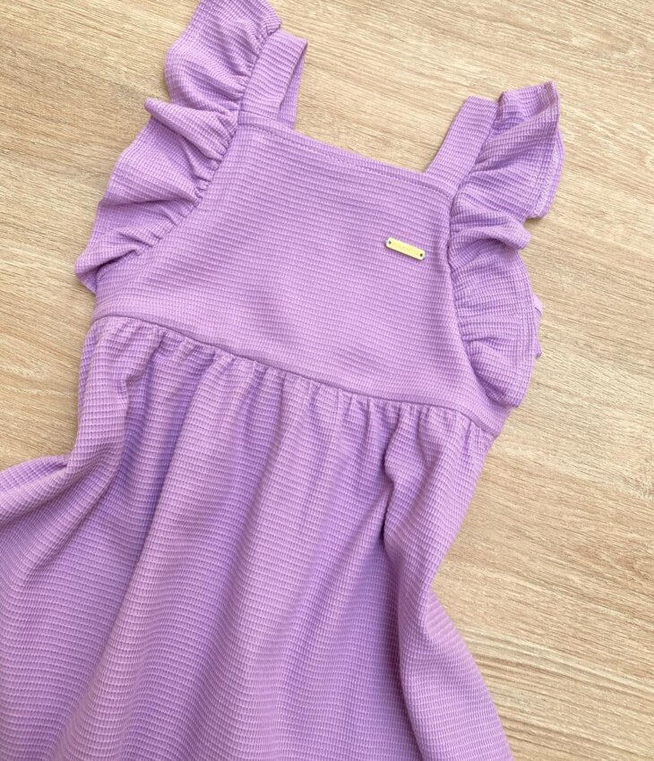 fernandaramoskids com br Vestido Infantil Feminino com Babado Lilás 1
