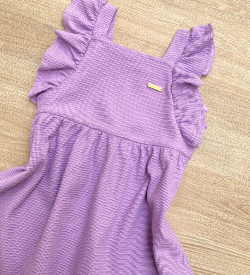 fernandaramoskids com br Vestido Infantil Feminino com Babado Lilás 1