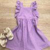 Vestido Infantil Feminino com Babado Lilás Fernanda Ramos Kids