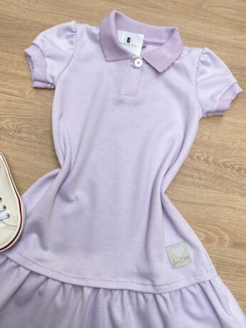 fernandaramoskids com br Vestido Infantil Feminino com Gola Polo Lilás 1