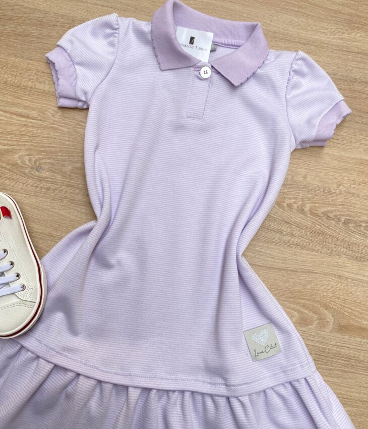 fernandaramoskids com br Vestido Infantil Feminino com Gola Polo Lilás 1