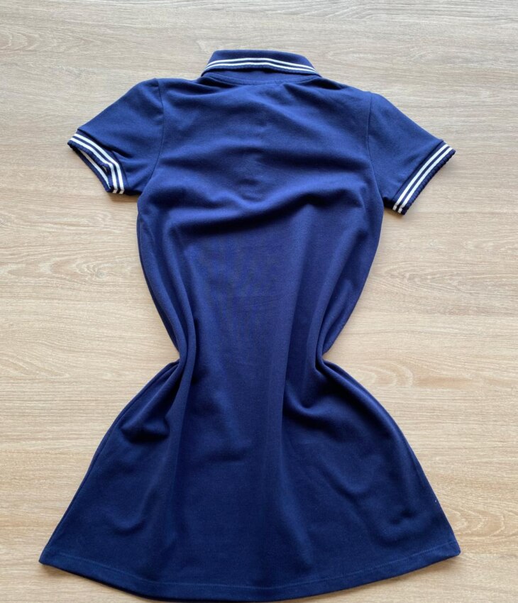 fernandaramoskids com br Vestido Infantil Feminino com Gola Polo Malha Piquet Azul Marinho 2