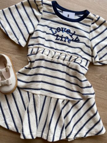 fernandaramoskids com br Vestido Infantil Feminino Curto Lovely Life Listrado 1