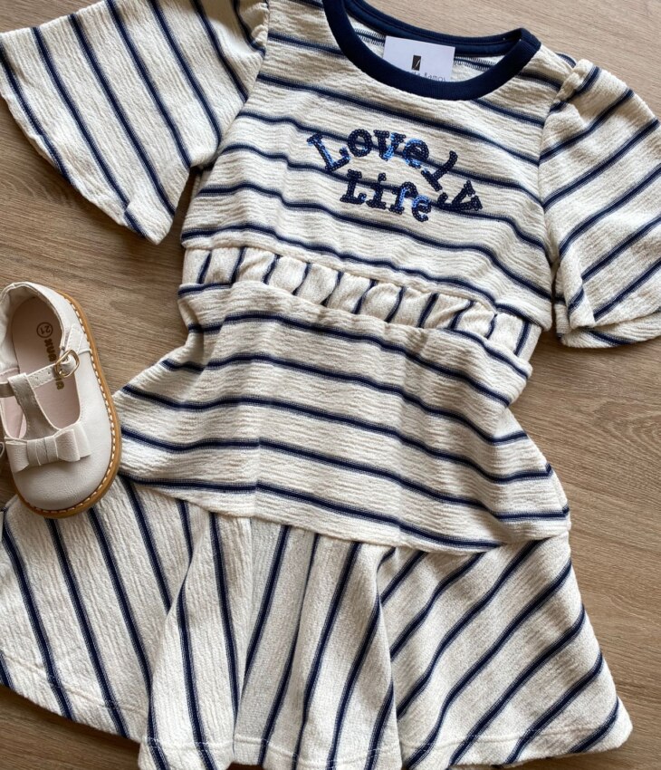 fernandaramoskids com br Vestido Infantil Feminino Curto Lovely Life Listrado 1
