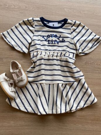 Vestido Infantil Feminino Curto Lovely Life Listrado Fernanda Ramos Kids