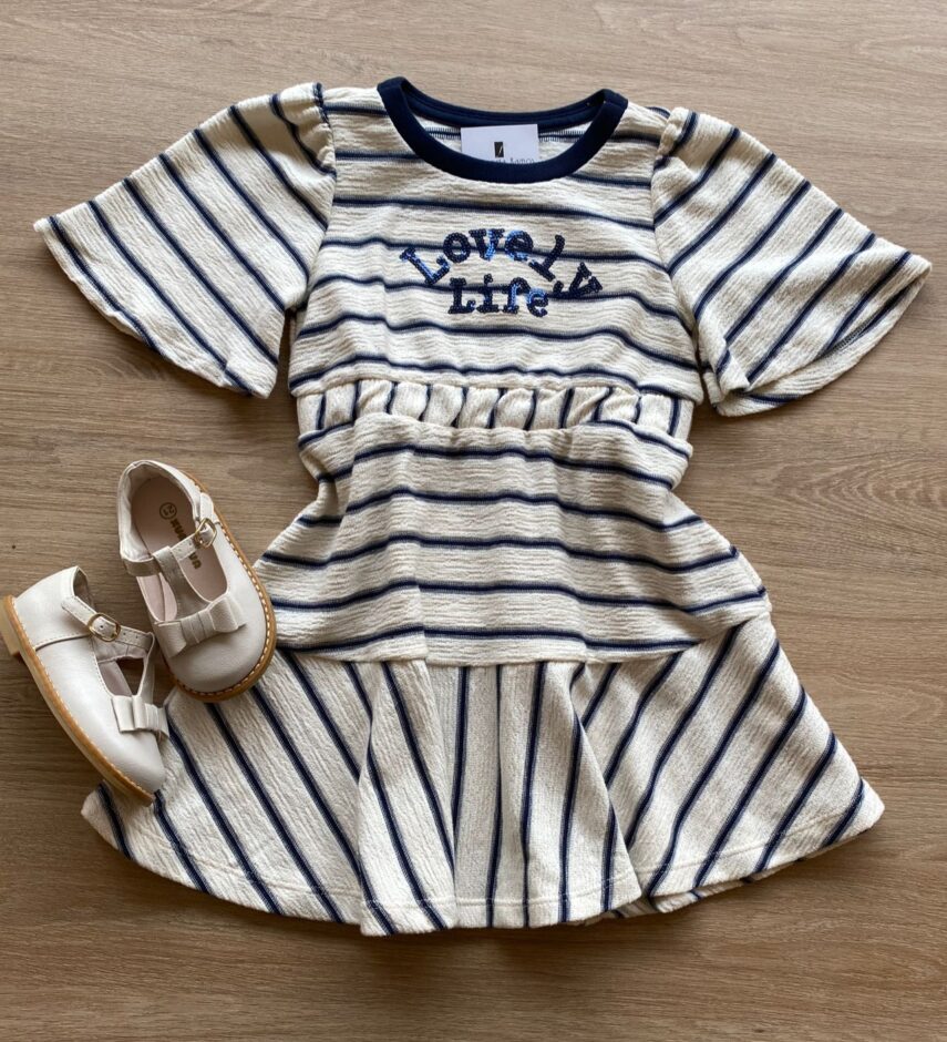 Vestido Infantil Feminino Curto Lovely Life Listrado Fernanda Ramos Kids