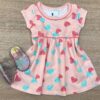 Vestido Infantil Feminino de Malha Estampado Corações Salmão Fernanda Ramos Kids