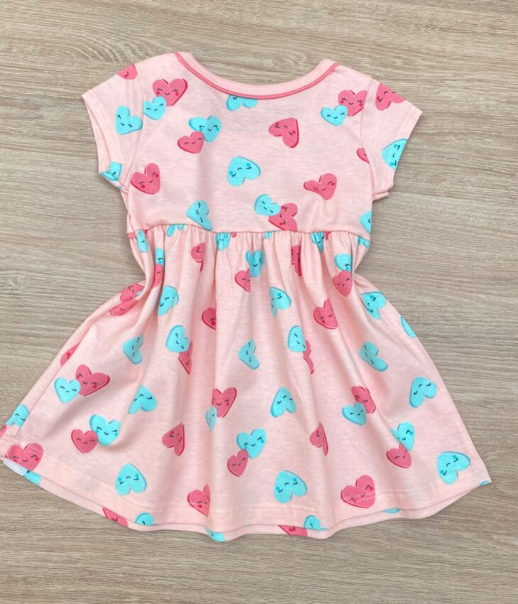 fernandaramoskids com br Vestido Infantil Feminino de Malha Estampado Corações Salmão 2